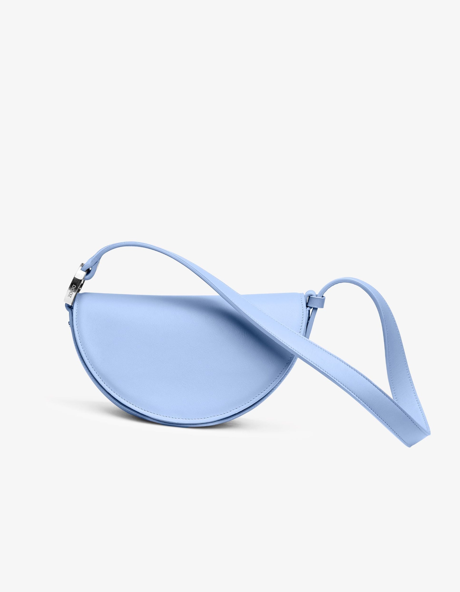 Light blue sunglasses with a strap on a white background