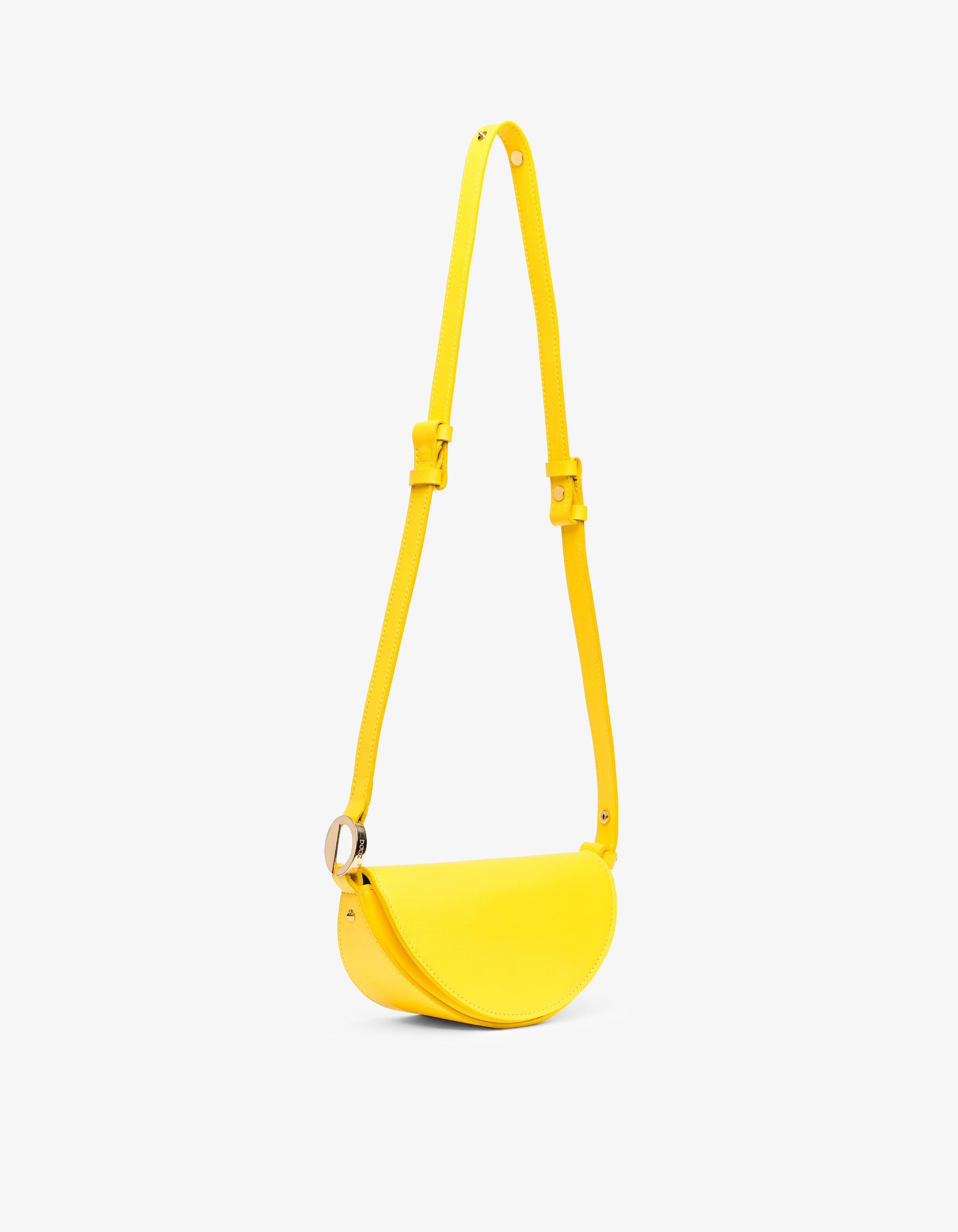 Canary Mini Celeste bag featuring hand-stitched Italian leather, compact design, and adjustable strap for versatile wear