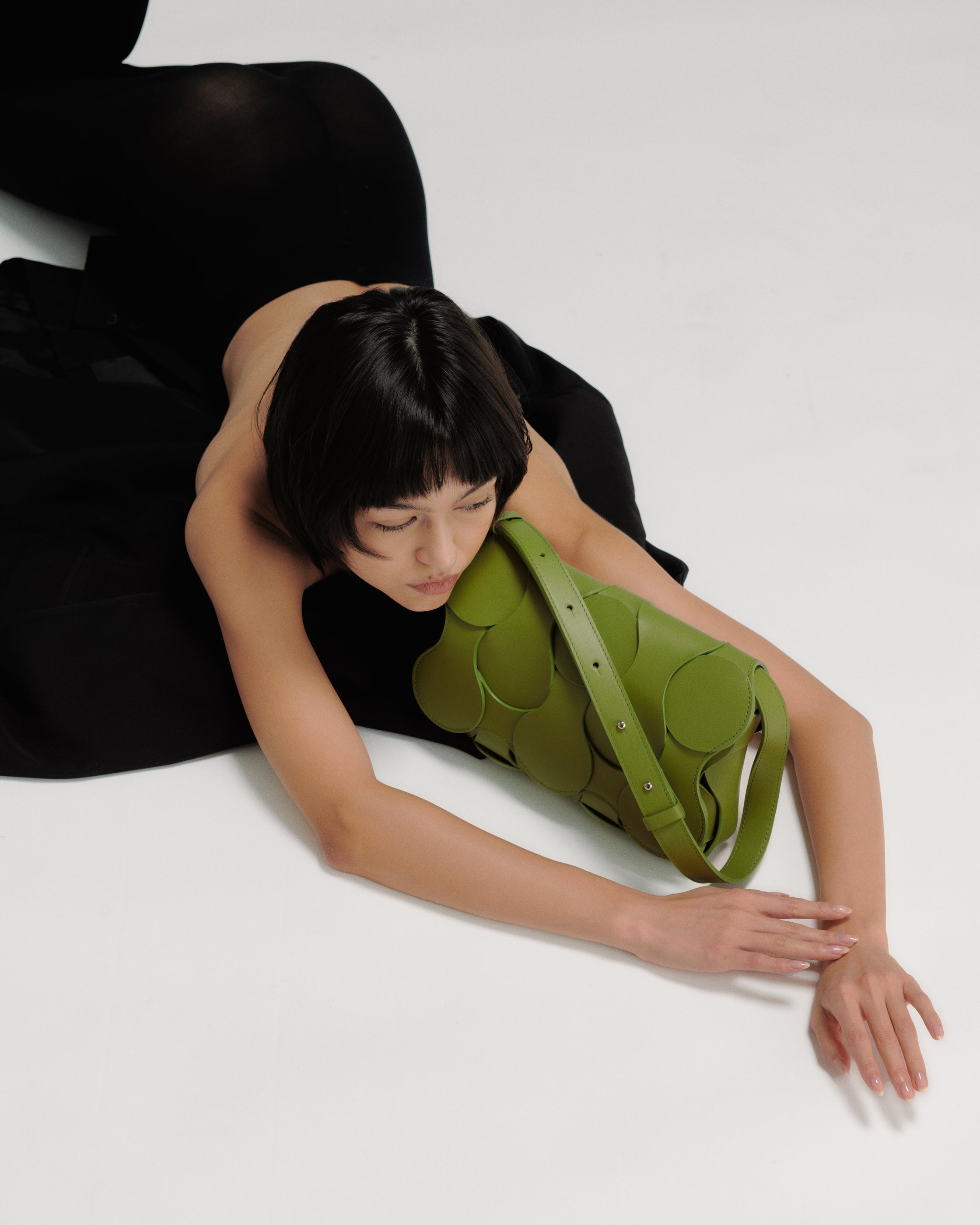 Dooz Gigi handbag woven italian leather in moss green