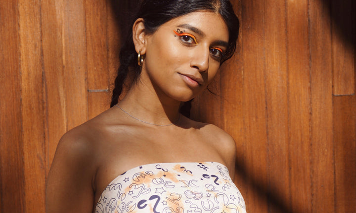 Dooz muse Niharika Chandrasekar wears the Leo tie dye cotton printed bandana