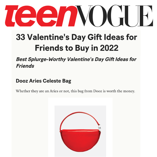 Dooz aries red leather celeste bag womens accessory purse featured in teen vogue valentine's day gift guide