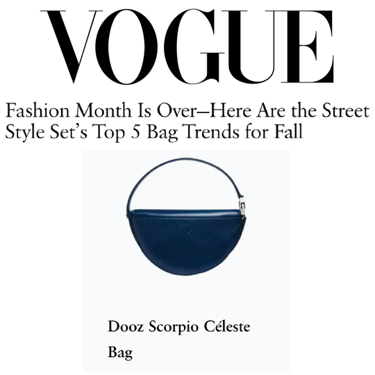 Dooz Scorpio zodiac astrology navy scorpio bag featured in Vogue