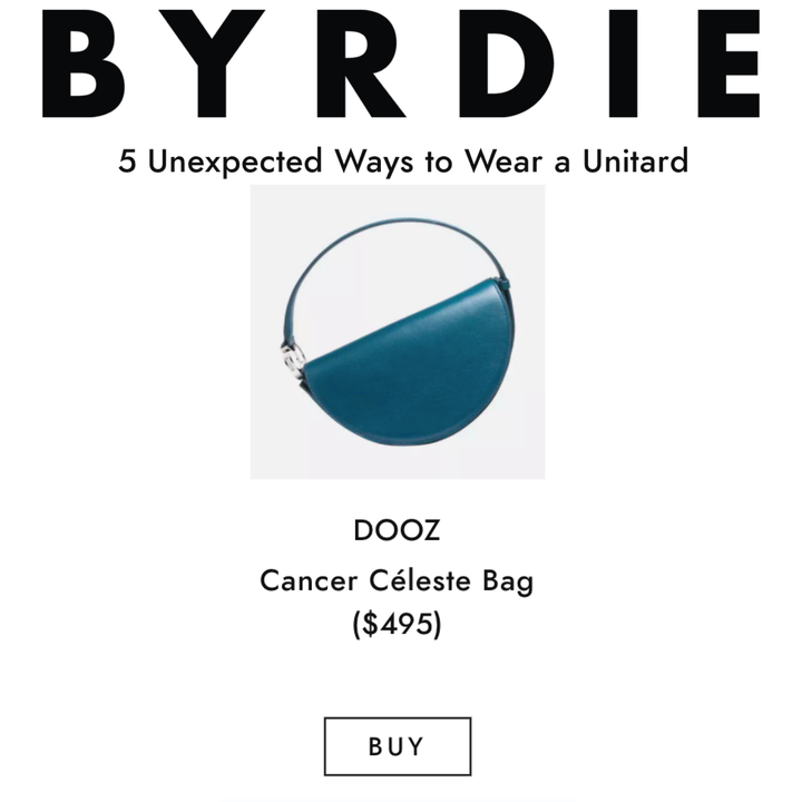Dooz cancer celeste bag dark teal leather handbag accessory featured in Byrdie