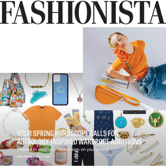 Dooz Gemini knit top and Gemini celeste bag zodiac signs spring fashion featured in Fashionista