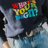 DOOZ What's Your Sign? Cotton Sweatshirt Detail multi color print