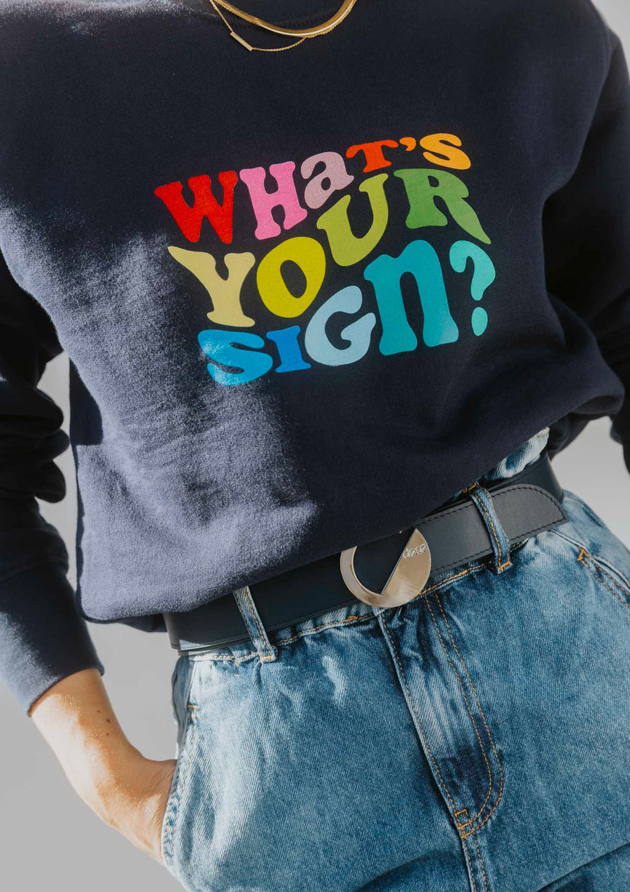 DOOZ What's Your Sign? Cotton Sweatshirt Detail multi color print