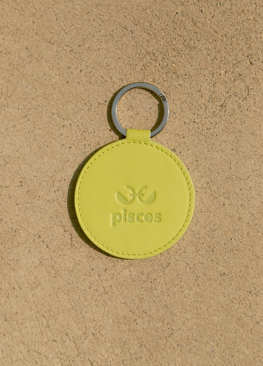 DOOZ Pisces lime green leather embossed keychain key holder accessory