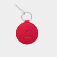 Dooz Aries red leather keychain with embossed zodiac glyph and silver keyring