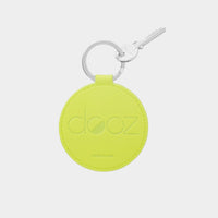 Dooz Pisces lime green leather keychain with embossed logo and silver keyring