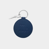 Dooz Scorpio navy leather keychain with embossed zodiac glyph and silver keyring