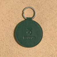 DOOZ Taurus keychain key tag embossed green leather made in los angeles