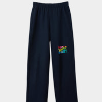 Dooz What's Your Sign? navy cotton fleece sweatpant with elastic waistband and rainbow silkscreen