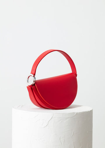 Dooz Aquarius short strap red leather handbag with silver hardware