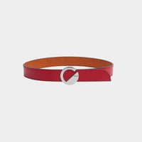 Dooz Aries red reversible leather belt with silver logo buckle