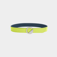 Dooz Pisces lime green reversible leather belt with silver logo buckle