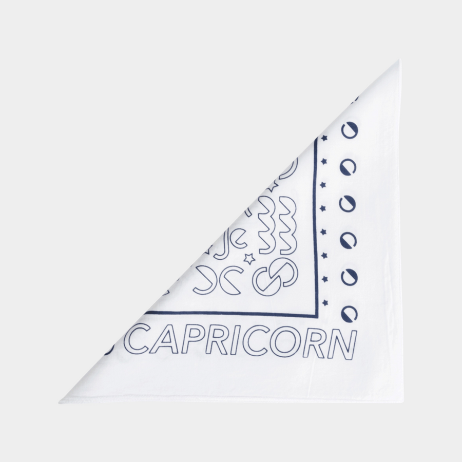 DOOZ Capricorn white cotton zodiac printed bandana folded