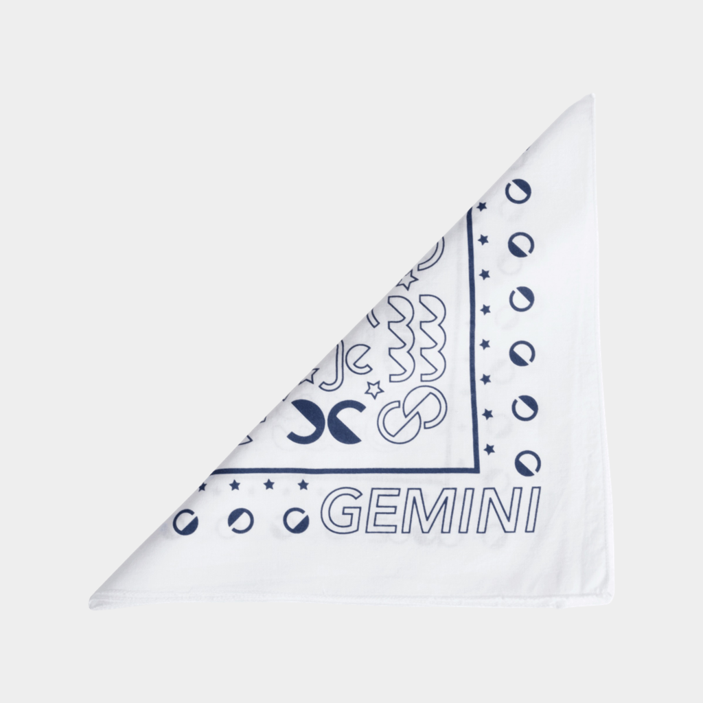 DOOZ Gemini white cotton zodiac screen printed bandana folded