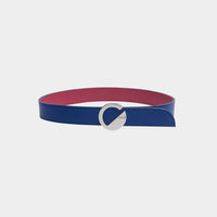 Dooz Aquarius reversible leather belt in cobalt blue with silver logo buckle