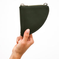Dooz olive green earth sign element zipper wallet cardholder billfold handmade in los angeles usa from genuine italian leather
