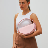 Dooz libra zodiac sign celestial baby pink color empowerment accessory half moon circular handbag