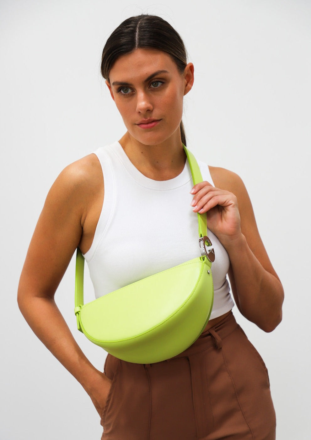Dooz pisces lime green celeste bag womens crossbody strap extension purse italian leather