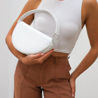 Dooz lunar celeste bag white italian leather purse handmade in los angeles usa