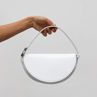 Dooz white handbag womens purse top handle leather bag sporty chic modern design