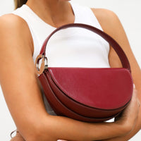 Dooz virgo celeste bag burgundy dark red color power italian leather handmade womens accessory