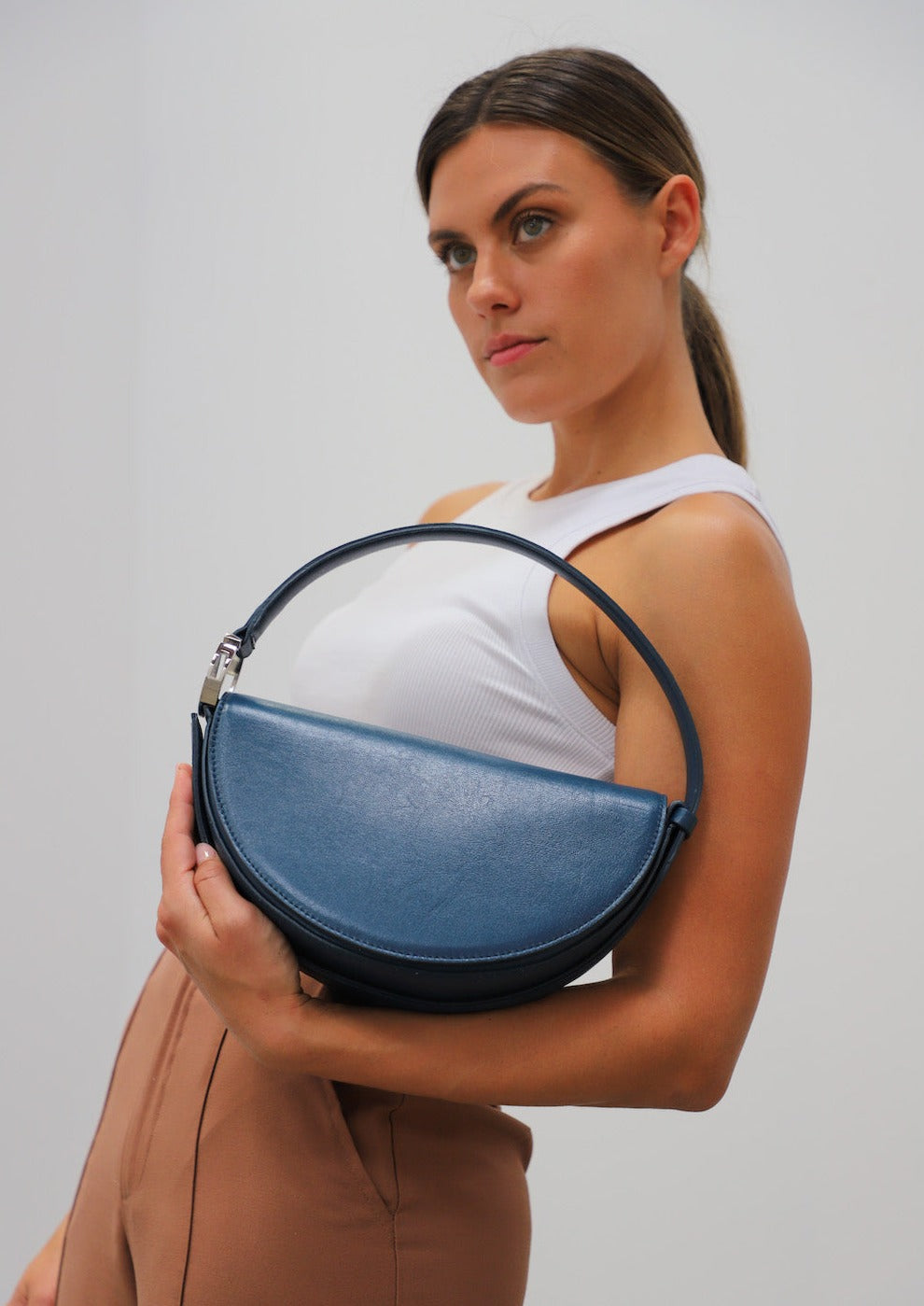 Dooz cancer zodiac sign leather handbag short strap purse dark teal blue color theory empowerment 