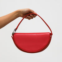 Dooz handheld top handle purse sporty leather bag circular half moon shape