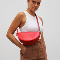 Dooz long strap leather handbag crossbody extension aries red bag 