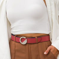 Dooz sagittarius fuchsia hot pink genuine italian leather reversible belt with signature silver hardware