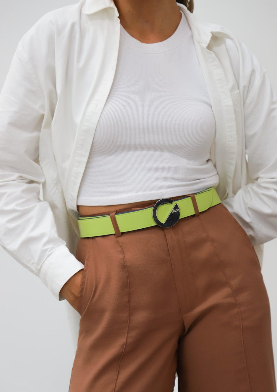 Dooz lime green pisces astrological reversible unisex leather belt color theory empowerment