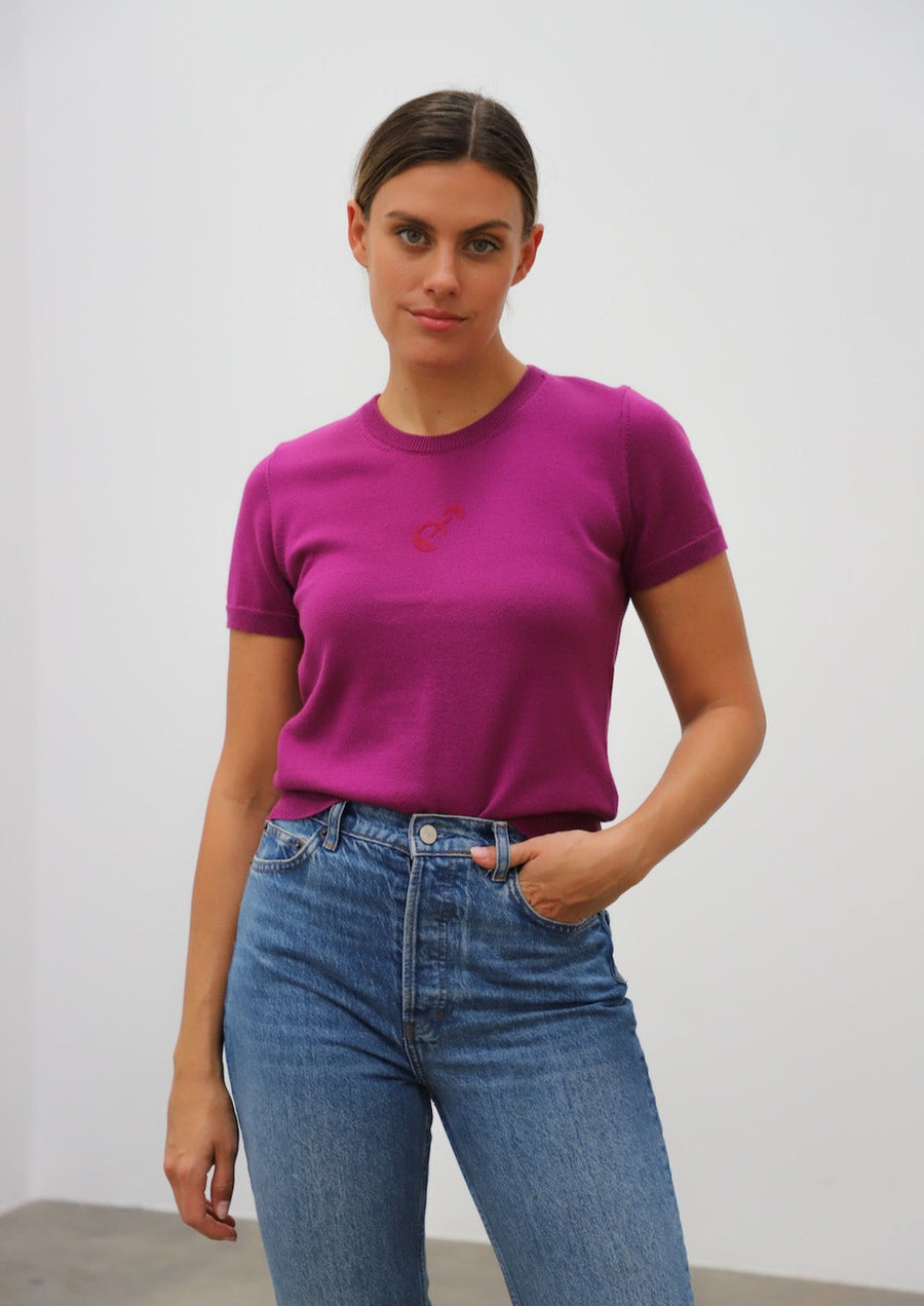 Dooz sagittarius pink womens short sleeve t-shirt elevated basics made in los angeles usa