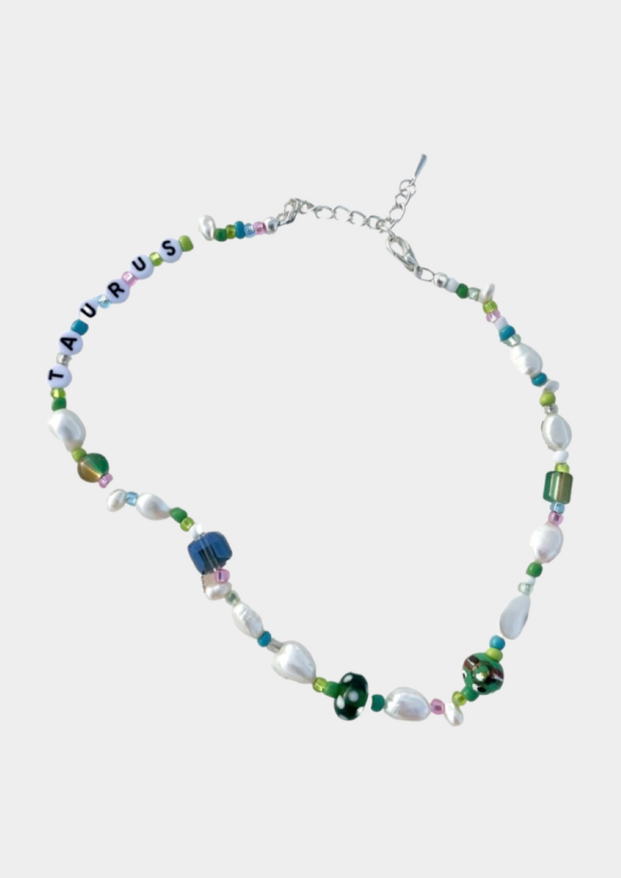 DOOZ zodiac gift Taurus star sign beaded necklace freshwater pearls handmade