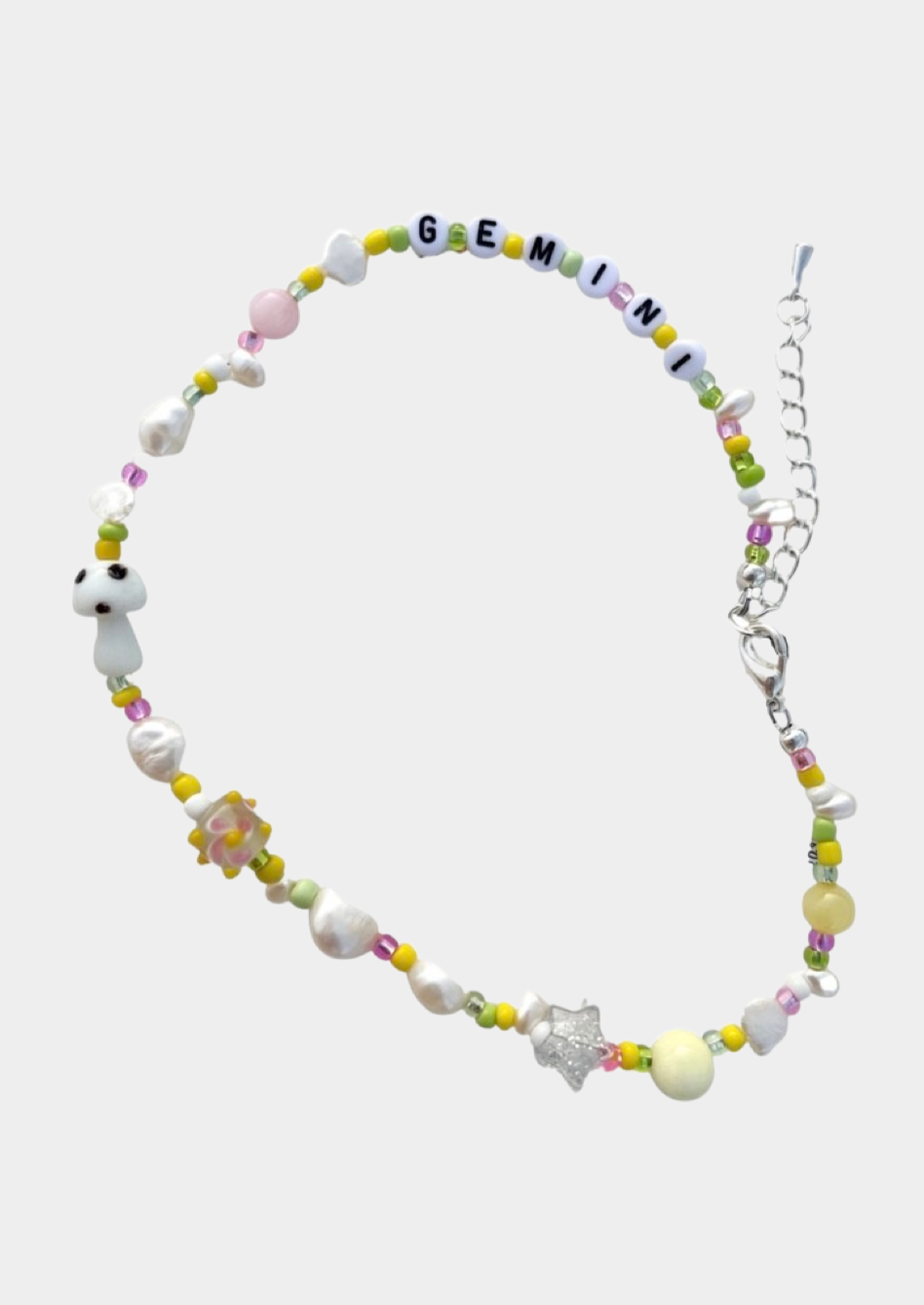 DOOZ zodiac charm necklace gemini multimedia freshwater pearls and glass beads handmade in usa