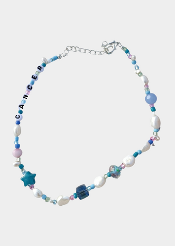 Dooz Cancer zodiac star sign necklace freshwater pearls glass beads handmade