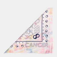 Dooz Cancer screen printed cotton bandana in rainbow tie dye folded