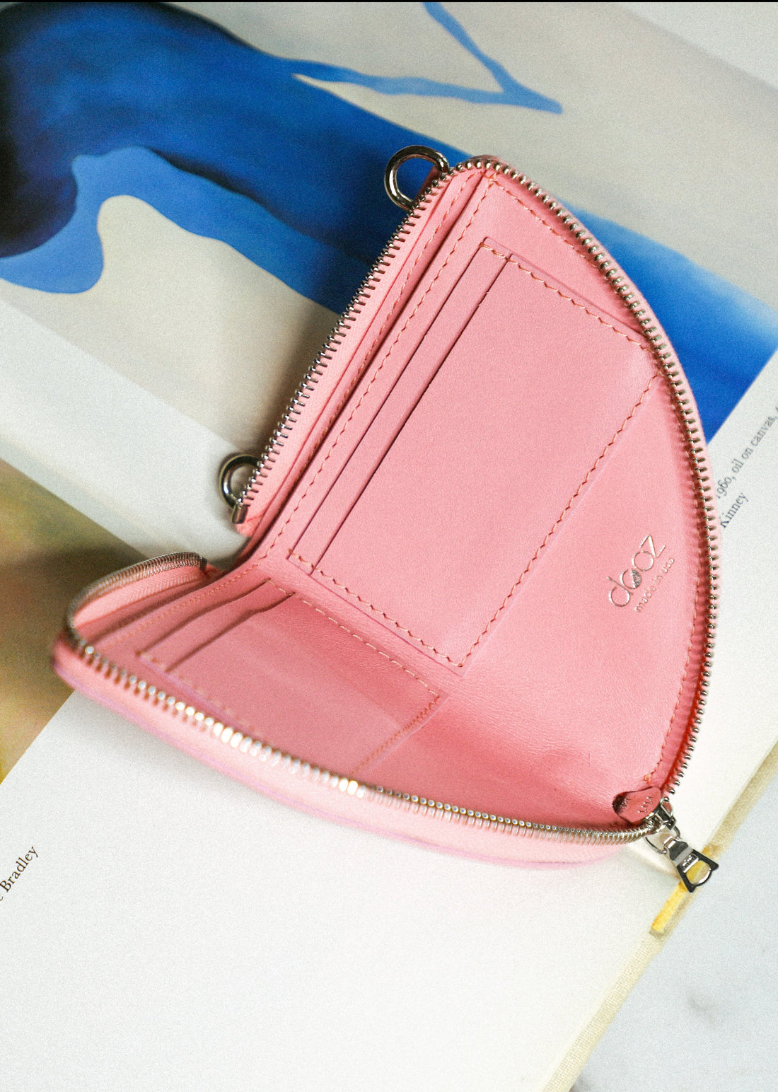 Dooz air sign element wallet zipper blush pink italian lambskin leather made in usa