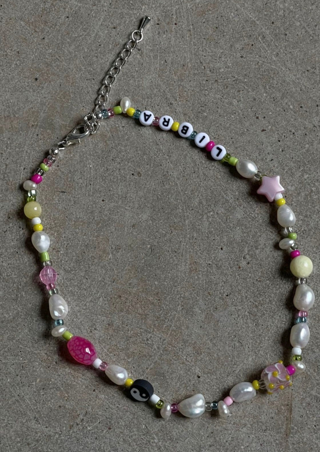 dooz handmade pearl multimedia necklace libra astrology sign